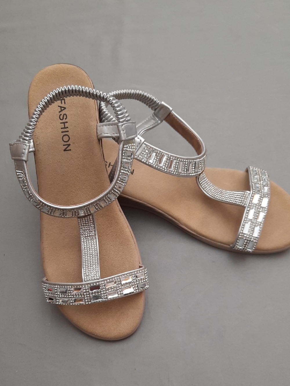 Silver Embellished Women's Sandals by Fashion - Size 38